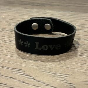 Black Leather 'Love' Bracelet